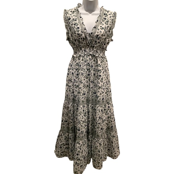 Max Studio Dresses & Skirts - MAX STUDIO COTTON FLORAL PRINT SMOCKED WAIST MAXI DRESS S